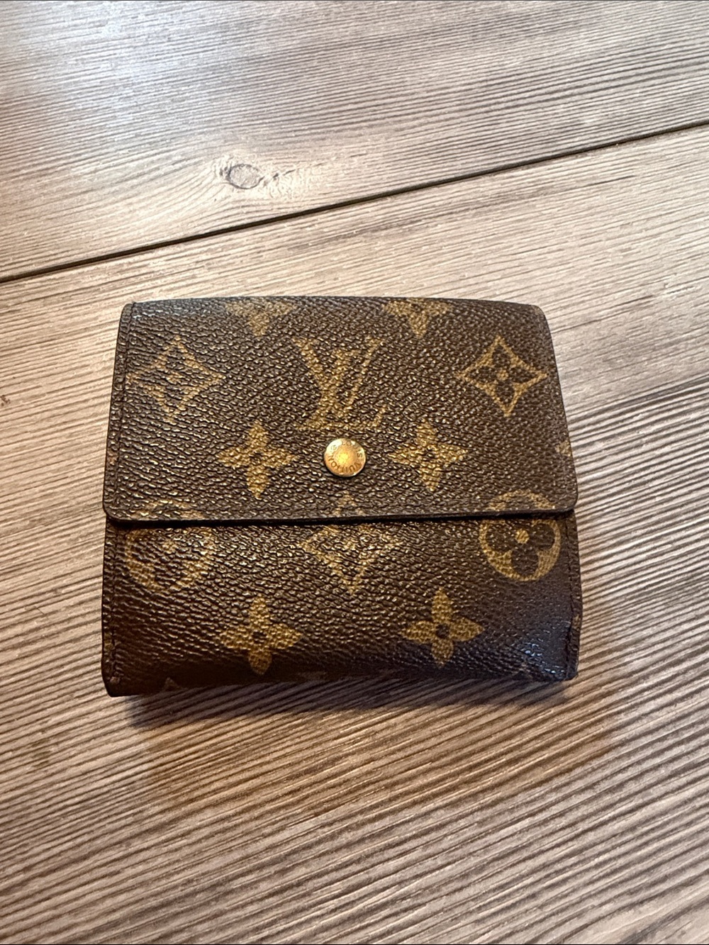 Louis Vuitton Monogram Canvas Wallet Card Holder in Brown and Gold